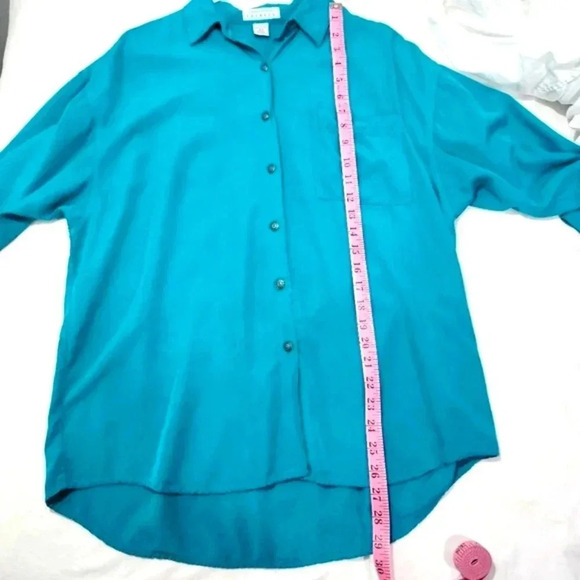 CLEARANCE Express Compagnie Internacionale Aqua Blue Blouse Button-down - Picture 12 of 13